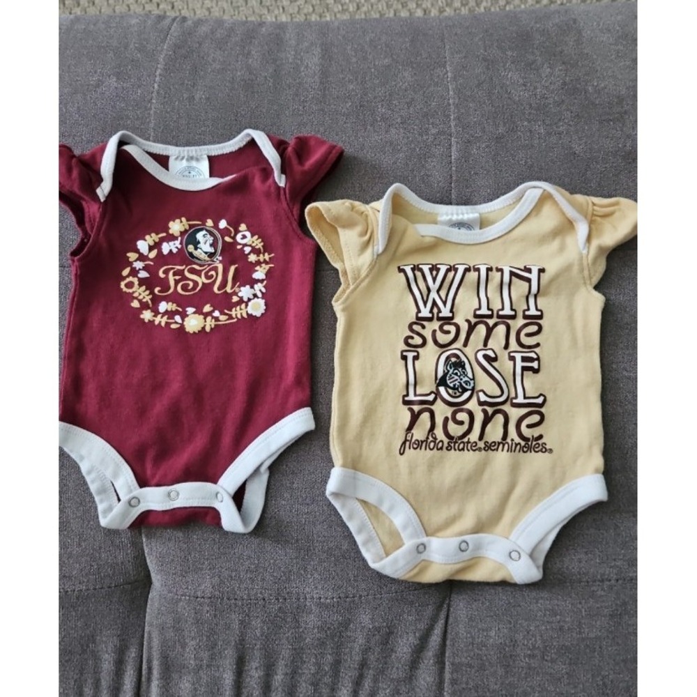 Rivalry Threads FSU Florida State Seminoles Baby Bodysuits Lot 2 0-3M Girl